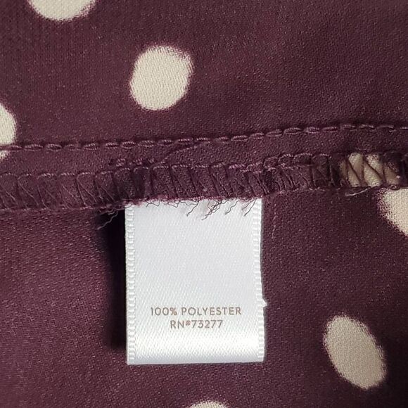 Lauren Conrad Women’s Polka Dot Ruffle Tie Back Top Size Small Plum Pink Cap Sle - Picture 6 of 7